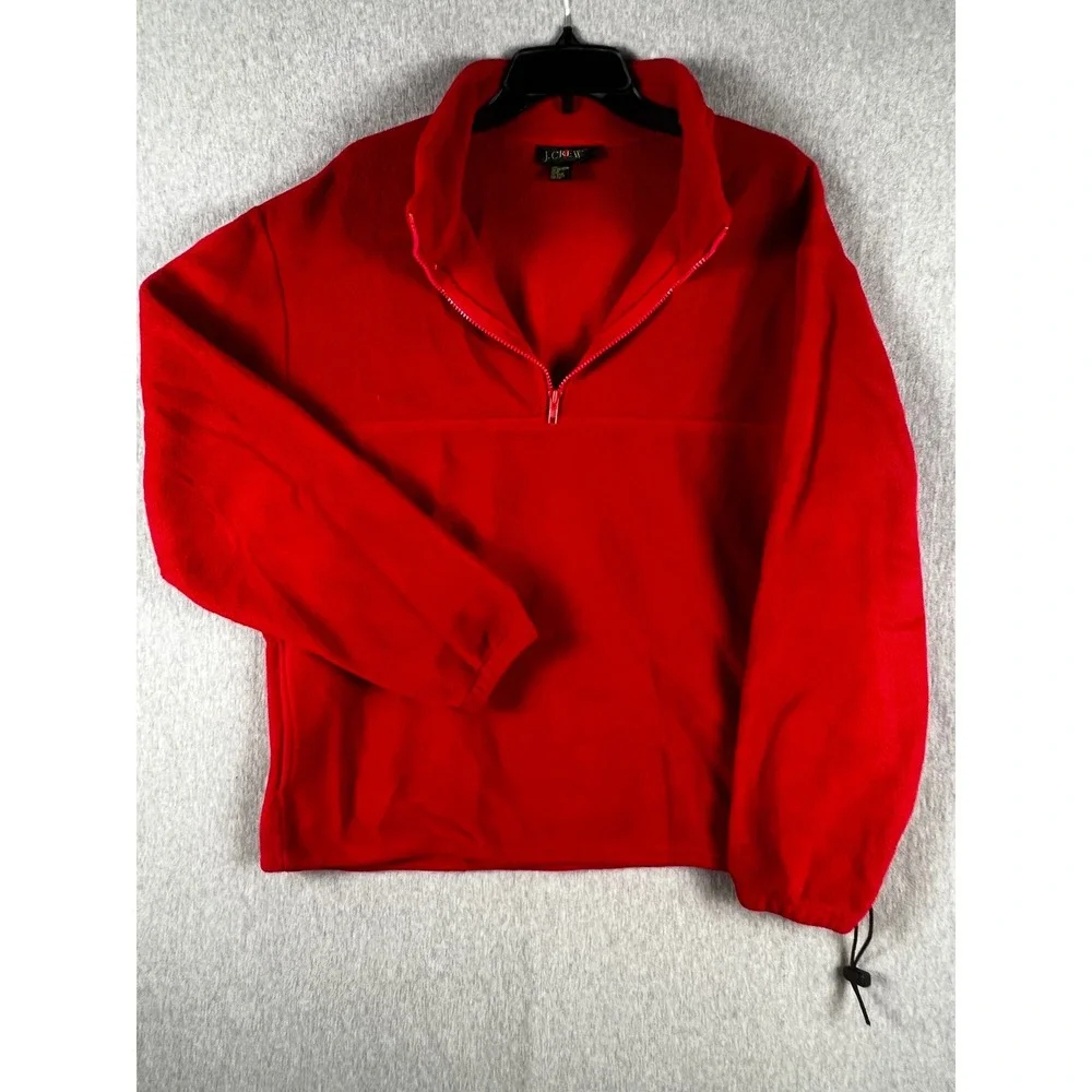 Vintage J.Crew Oarsmen Mens Red Quarter Zip Fleece Pullover Made in USA Large